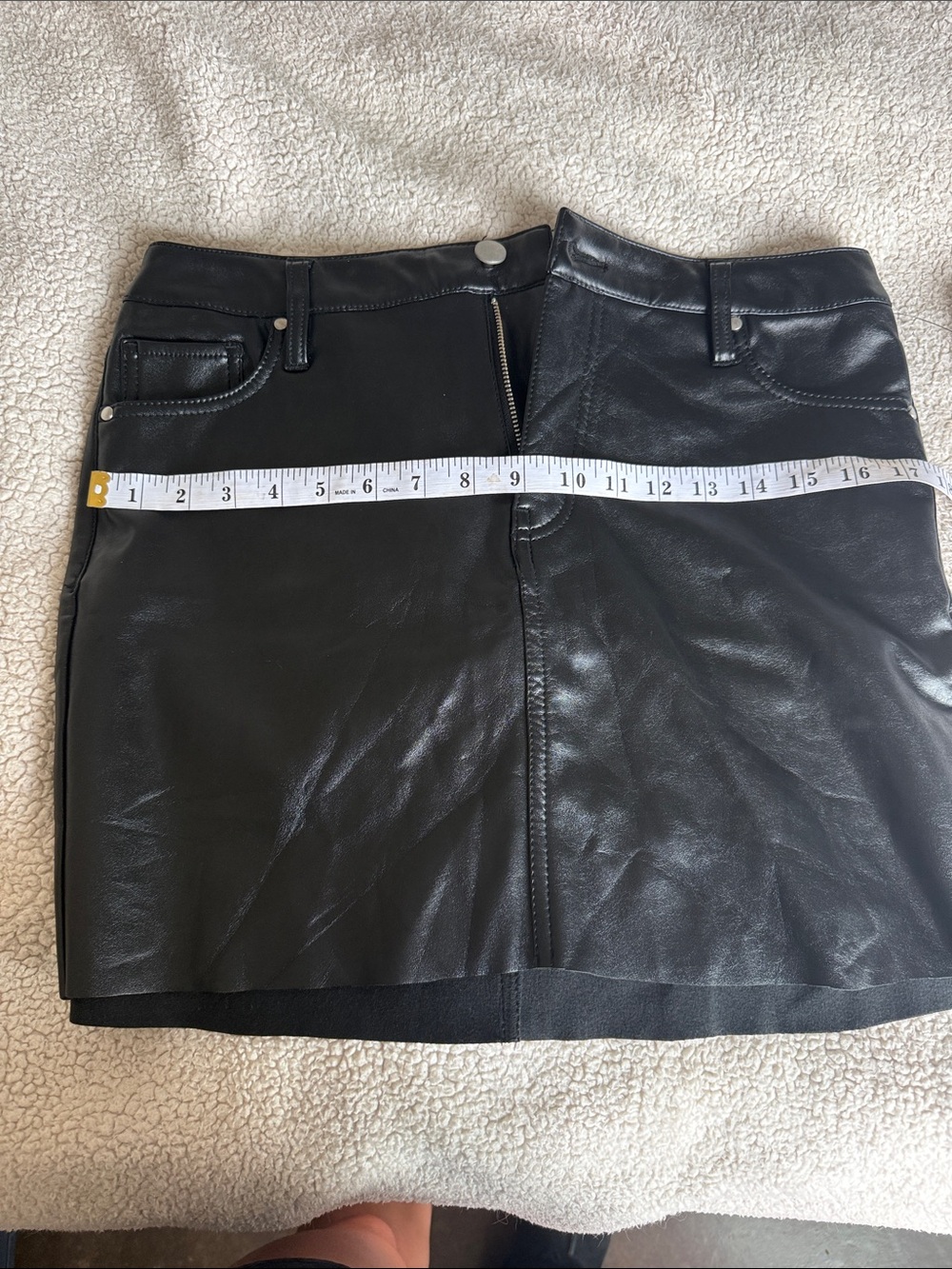 Love,Fire Black Faux Leather Mini Skirt